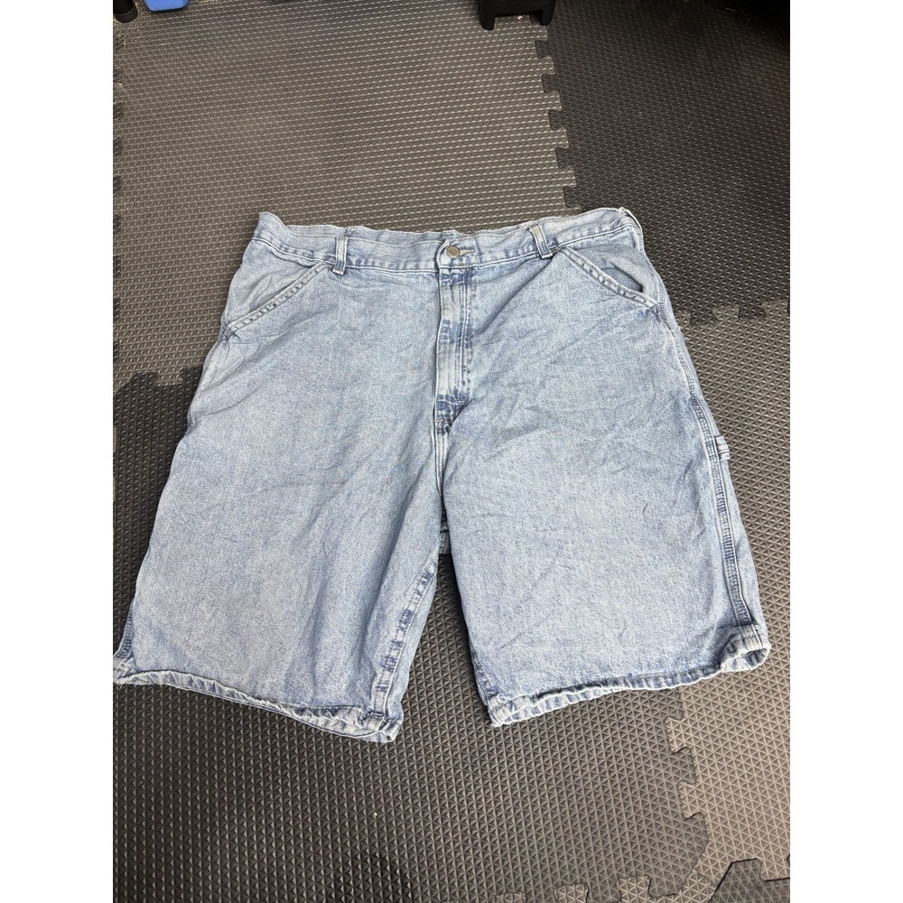 Rugged Blue Men's Carpenter Denim Shorts Size 38 Light Wash Cotton Workwear